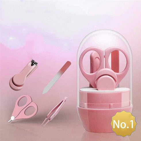 Set, 4-in-1 Baby Manicure Baby Grooming Kit, Premium Stainless Steel, Baby Nail Clippers, Scissor, File & Tweezer, Baby