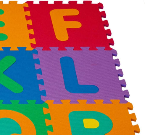 26-Piece Interlocking Foam Tile Play Mat with Letters - Non-Toxic Children's Multicolor Puzzle Tiles for Playrooms