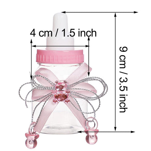 Bodosac 24-Piece Set Baby Feeding Bottle with Pink Candy Box for Shower Decoration