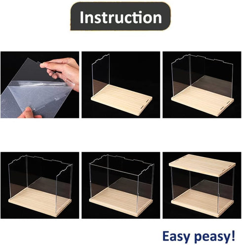 DuvinDD Acrylic Display Case for Doll Toy - Clear Countertop Showcase - Dustproof Protection - Pink (12.5" L x 10" D x