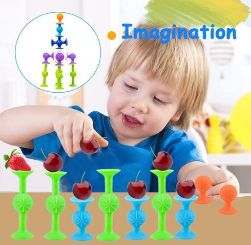 12 Set 1-3 4-8 Suction Bath Toys for Baby, Piece Starter Suction Cup Toys Stocking Stuffers Preschool Sensory Fidget
