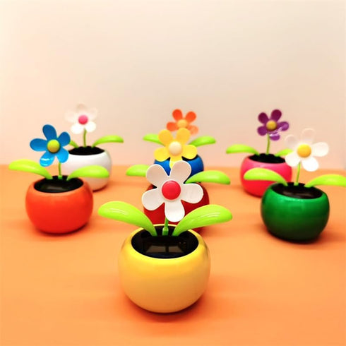 Cute Solar Dancing Flower Car Dashboard Decorations - Funny Solar Powered Flower Pot Ornaments for Car Decor Gifts