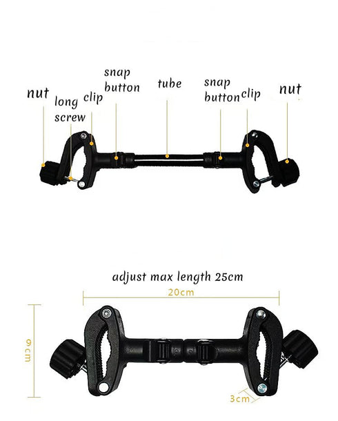 Twin Stroller Connector Side by Side, Universal Stable Baby Stroller Pushchair Connectors Detachable Adjustable Two