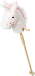 HollyHOME Plush Unicorn Stick Horse with Wood Wheels - Real Pony Neighing & Galloping Sounds Plush Toy - White 37