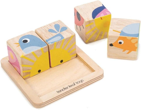 Tender Leaf Toys Baby Blocks - 5 Pieces My First Wooden Jigsaw Puzzle with Storage Tray for Toddlers 18M+
