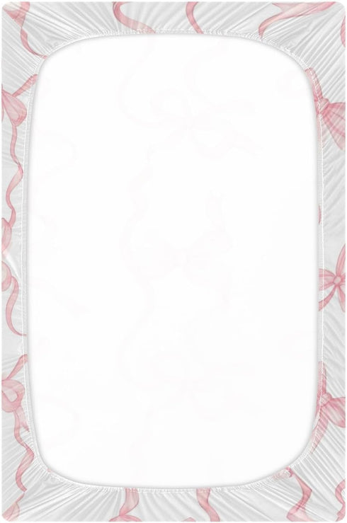 Jihqo Pack 39" 27" Watercolor Bows Crib Sheets for Boys Girls N Play Sheet Soft Breathable Mini Crib Sheets x