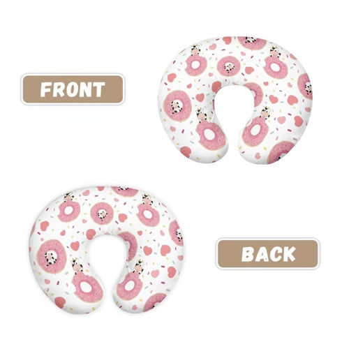 Breastfeeding Pillow Cover Boys Girls, Cute Donut Cow Love Baby Nursing Pillow Case for Newborn, Soft Fabric Fits Snug
