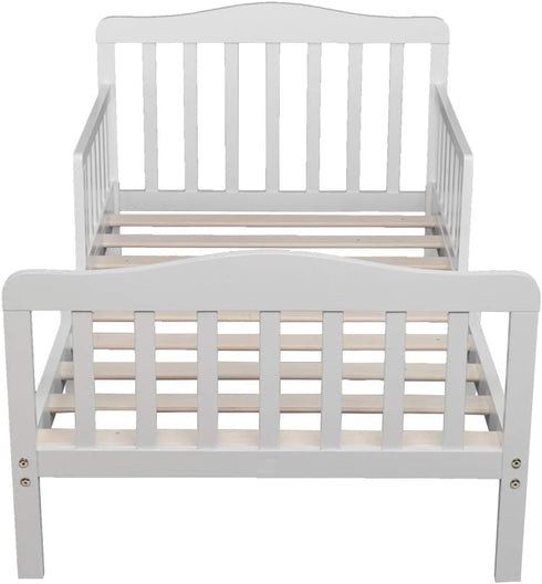 Volowoo Bed Frame for Girls & Boys, Classic Wood Bed Frame w/Safety Guardrail, Low to Floor Design, Wooden Slat