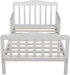 Volowoo Bed Frame for Girls & Boys, Classic Wood Bed Frame w/Safety Guardrail, Low to Floor Design, Wooden Slat