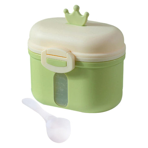 harayaa Formula Dispenser Milk Powder Storage Box with Double Compartments Leakproof Lid Spoon Included Portable Design