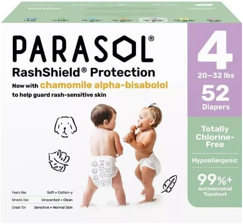 Generic para~sol Chlorine-Free Diapers with RashShield Protection, Size 4, 52 Count (Pack of
