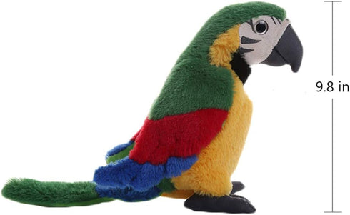 Levenkeness 9.8" Macaw Parrot Plush Toy, Green Bird Stuffed Animal Gifts for Kids