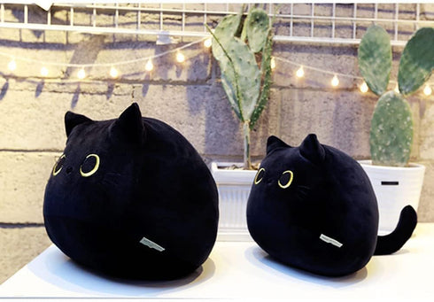 Black Cat Stuffed Animal Plush Toy, Creative Cat Shape Soft Pillow for Girlfriend, Kids & Baby Girls (40cm/15.7in)