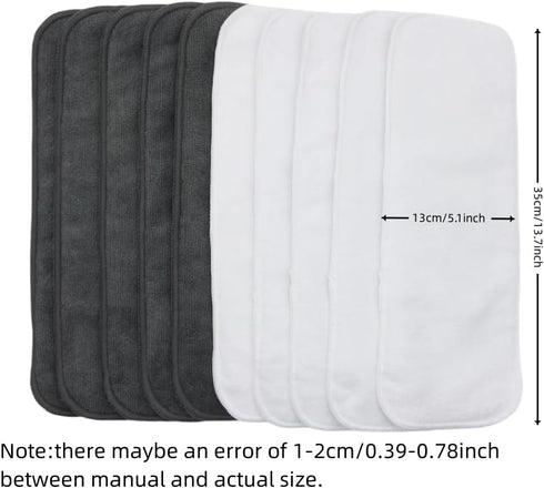(10pcs-White&Grey Microfiber Inserts for Cloth Diapers Inserts)
