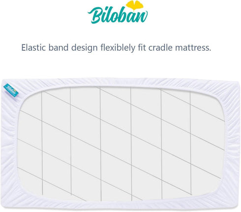 2 Pack, 36" 18" Cradle Bassinet Mattress Pad Cover, for Standard Cradle Mattress, Ultra Soft Microfiber Surface