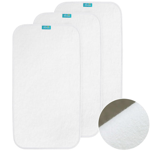 Changing Pad Liners Waterproof (3 Count) - Flannel Portable & Durable Diaper Pads, White