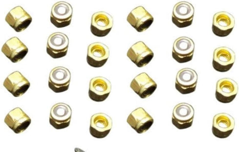 24 Pcs Gold Fingerboard Self Lock Nuts, Upgraded Nylon Insert for Fingerboard Trucks