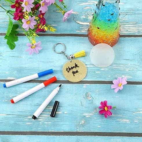 KINGFOREST 120PCS Acrylic Keychain Blanks Kit - 30 Keychain Rings, 30 Jump Rings, 30 Clear Discs, 30 Tassels
