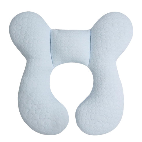 Upgraded Baby Head Support Pillow for Newborn Toddler, Soft Cotton Travel Pillow for Car Seats and Strollers (Blue)