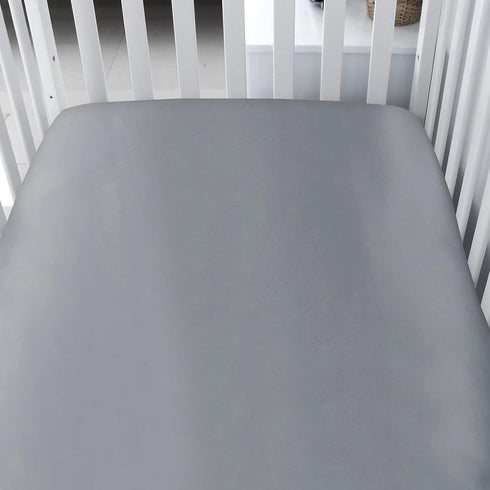 2 Pack Satin Mini Crib Sheets for Baby Hair, Ultra Soft Fitted Mini Crib Sheet for Baby, Machine Washable Grey & White