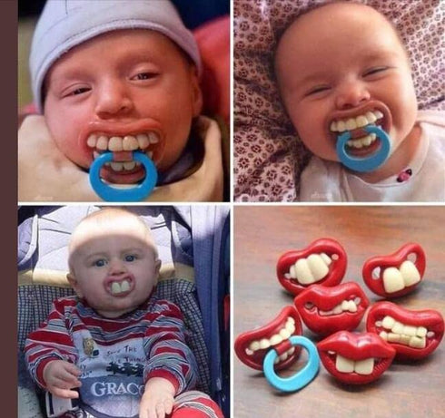 Sdetrcq (3pcs-B) Funny Pacifier for Baby, Buck Tooth Pacifier Fake Big Teeth Soft Pacifiers with Teeth Food Grade