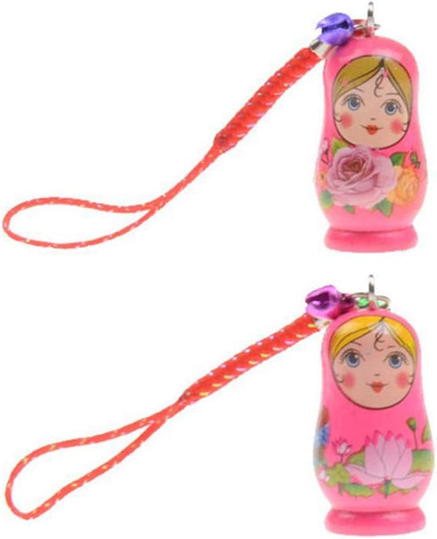 STOBOK Matryoshka Russian Dolls Key Chains, Wooden Nesting Dolls Key Rings Charms, Set of 24