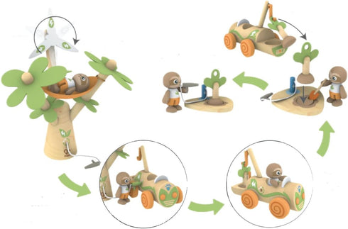 Hape Electric Wind Turbine Car Toy, Tree Planting E-Car for Kids Ages 3+ Years, Green Planet Explorers.