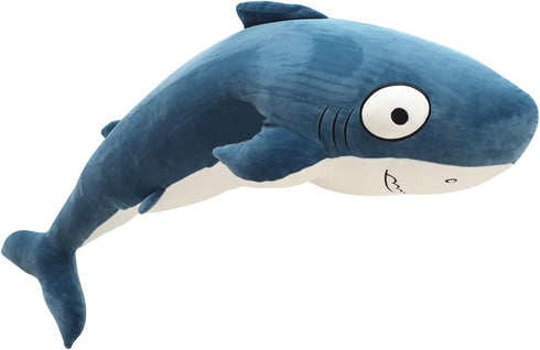 48” Blue Giant Sharks Plush - Large Whale Shark Stuffed Animal, Big Ocean Sea Fish Squishy Body Pillow