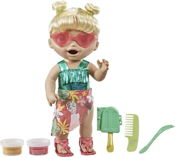 Baby Alive Sunshine Snacks Doll - Eats and Poops Summer-Themed Waterplay Baby Doll for Kids Ages 3+