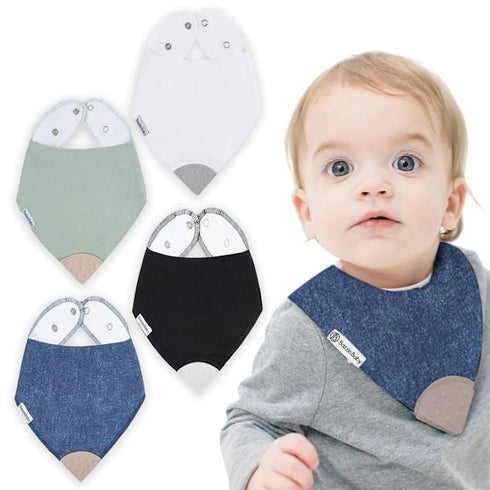 Bazzle Baby Bandana Teething Bib 4-Pack Double layer Drool Bibs for Boys