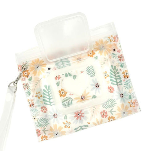 Orchid Hearts Portable & Refillable Wet Wipe Pouch - Reusable Baby Wipes Holder &