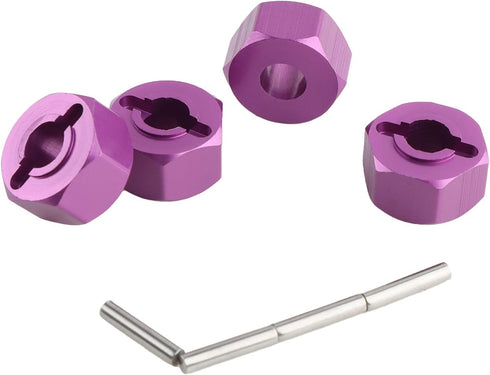 12mm Hex Wheel Hub Mount, Aluminum 7mm Thick with 2x10mm Stub Axle Pins for 1/10 Slash 4x4 (Set of 4)