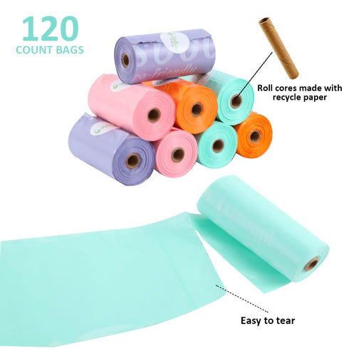 8 Rolls/120 Diaper Bags Disposable for Baby, Refill Bags Dirty Disposable Diaper Bags with Dispenser, Convenient