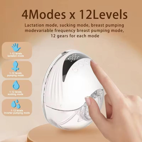 Generic 4 Wearable Electric Breast Pump, Variable Frequency, Modes, Anti-Backflow Design, White