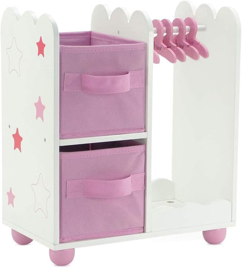 Emily Rose 14 Inch Doll Furniture - Open Wardrobe Closet with Hangers