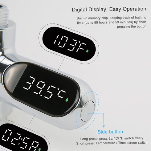 Splenssy 5~85 360 Water Bath Thermometer LED Digital Shower Temperature Display Baby Bath Water Thermometer