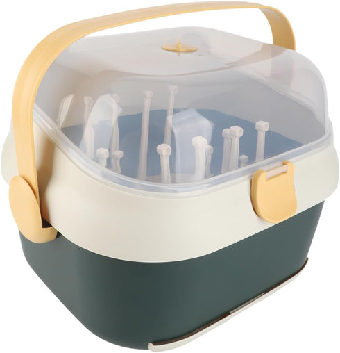 Greensen Baby Bottle Storage Box, Plastic Drying Rack with Space-Saving Design for Nursery & Kitchen Organization