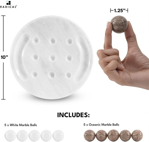 10" Inches Radicaln Marble Tic Tac Toe Board Game White & Oceanic Handmade Strategy Board Games for Coffee Table Decor