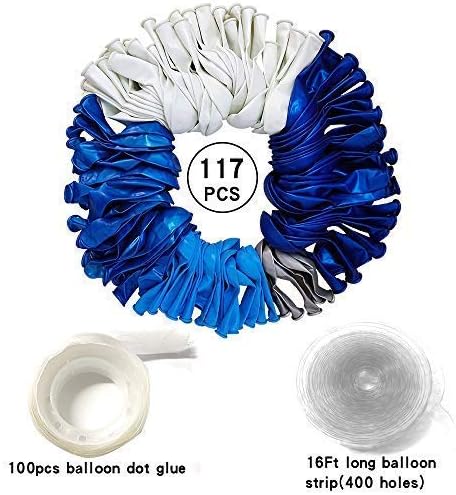 16ft Blue White and Silver Balloon Garland Arch Kit - 117 Balloons for Birthdays, Weddings, Baby Showers