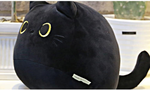 Black Cat Stuffed Animal Plush Toy, Creative Cat Shape Soft Pillow for Girlfriend, Kids & Baby Girls (40cm/15.7in)
