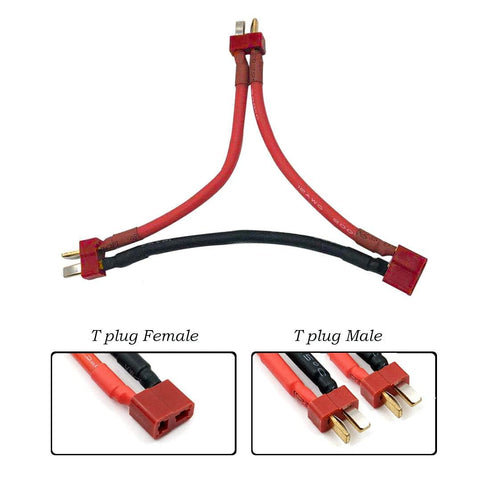 2pcs T Serial Series Connector, 1 Female to 2 Male T Plug Power Connector Adapter for RC Quadcopter