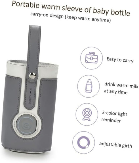 VANZACK Portable USB Bottle Warmer Bag Temperature Milk Bottle Heating Carrier for Travel Keeps Breastmilk Fresh the Go