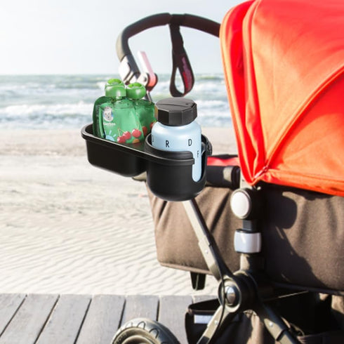 Universal Stroller Snack Tray with Cup Holder Attachment, 2 in 1 Stroller Accessories, Grey