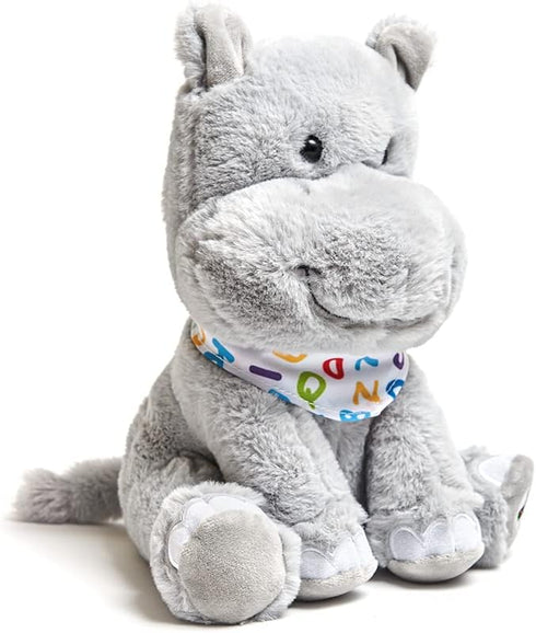 Cuddle Barn Alphabet Hudson - Animated Singing Hippo Plush Toy, Wiggles Ears to ABC Song, 11 inches