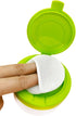 Happyupcity White Plastic Empty Baby Powder Puff Case with Green Sifter Lid Refillable After-Bath Talcum Powder Jar