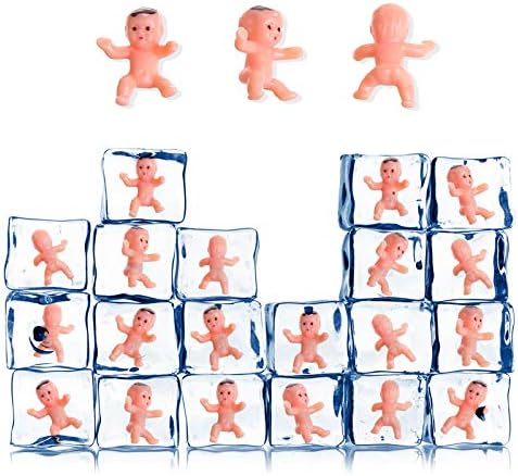 CCINEE 60 Pieces 1 Inch Mini Plastic Babies for Baby Shower Games, Bulk Tiny King Cake Babies Figurines for Party