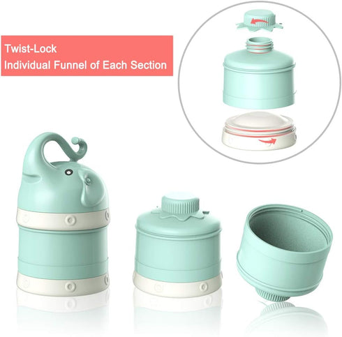 Free,3 Baby Milk Powder Formula Dispenser,Large CapacityNon-Spill Twist-Lock Stackable Milk Powder Formula Container