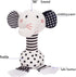 Black and White Newborn Baby Toys 0-12 Months, Soft Plush Rattle Stuffed Animal Toy with Teether and Sound (Elephant)