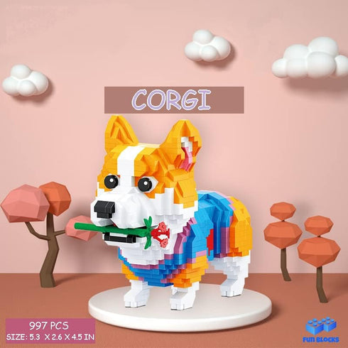 Mini Building Blocks Animal Set, DIY Micro 3D Building Toy Bricks (Corgi 997pcs)