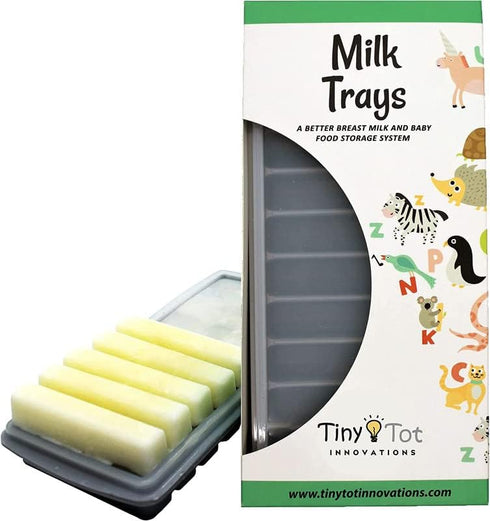 Breast Milk Freezer Storage Trays, 10-1oz Bars, 2 Silicone Tray Containers w/Leak